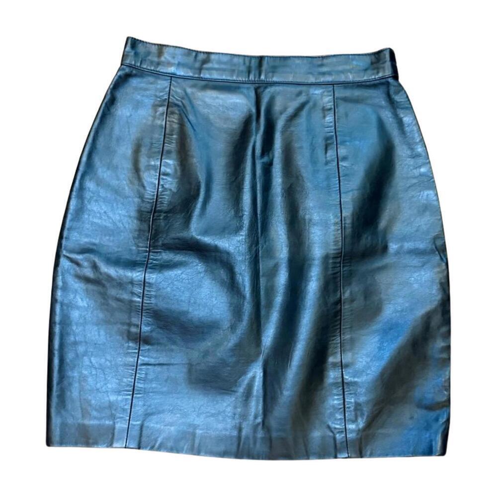 Wilsons Vintage Black Leather Mini Skirt, Size 6